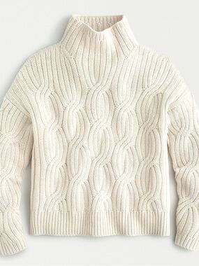 Jcrew Collection 100% Cashmere Cream Cable Knit Turtleneck Sweater